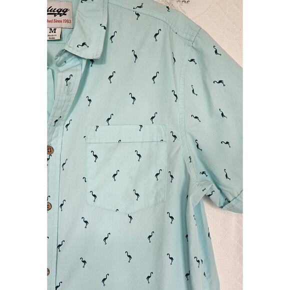 Plugg Mens Light Blue Medium Flamingo All Over Coastal Nautical Preppy Travel - Picture 7 of 11